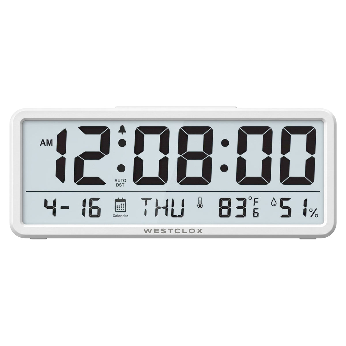Westclox Large Digital Wall Clock with Date, Temperature & Humidity – 3-in-1 Display with Versatile Mounting Options