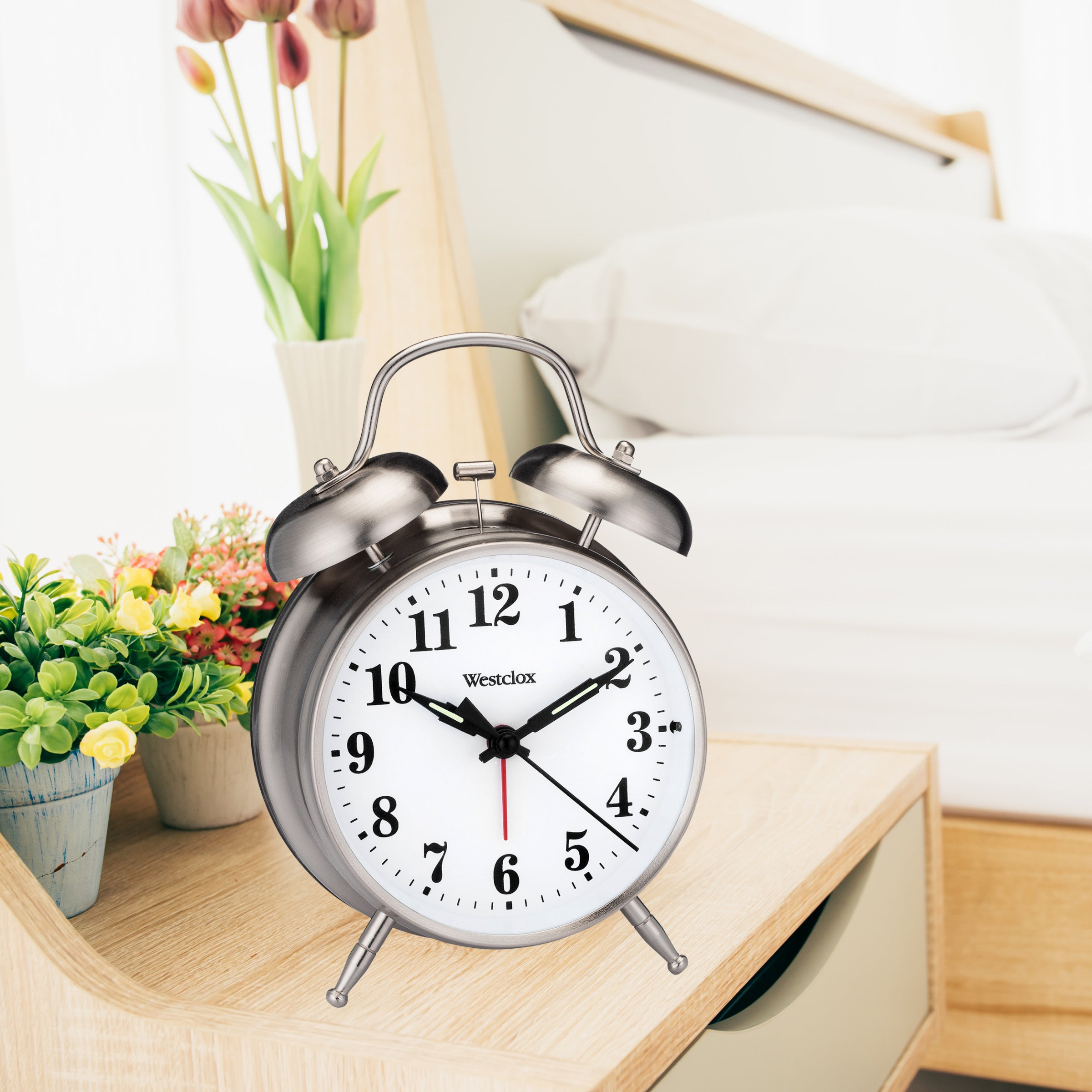 Westclox Twin Bell Alarm Clock, Loud Bell, Silver Metal Case – The