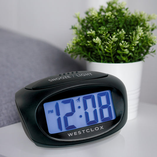 Westclox 1" LCD Alarm Clock – Large Digits with Blue Backlight