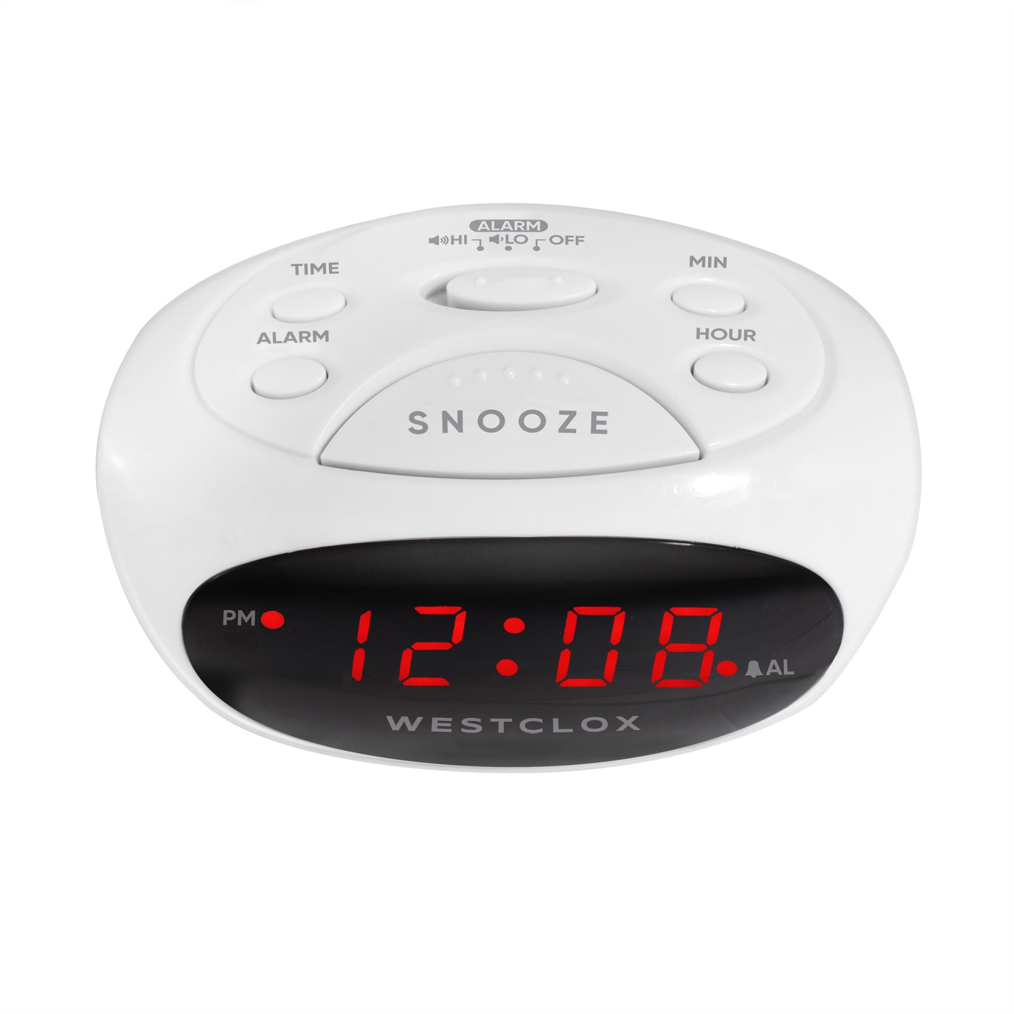 Westclox White Digital LED Alarm Clock – Red LED Display & Snooze