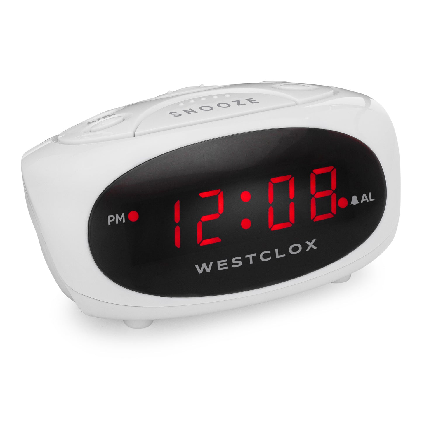 Westclox White Digital LED Alarm Clock – Red LED Display & Snooze