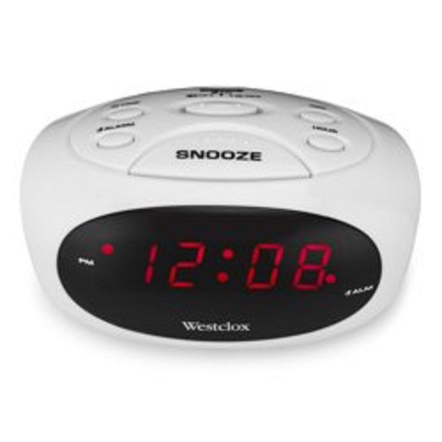 Westclox White Digital LED Alarm Clock – Red LED Display & Snooze