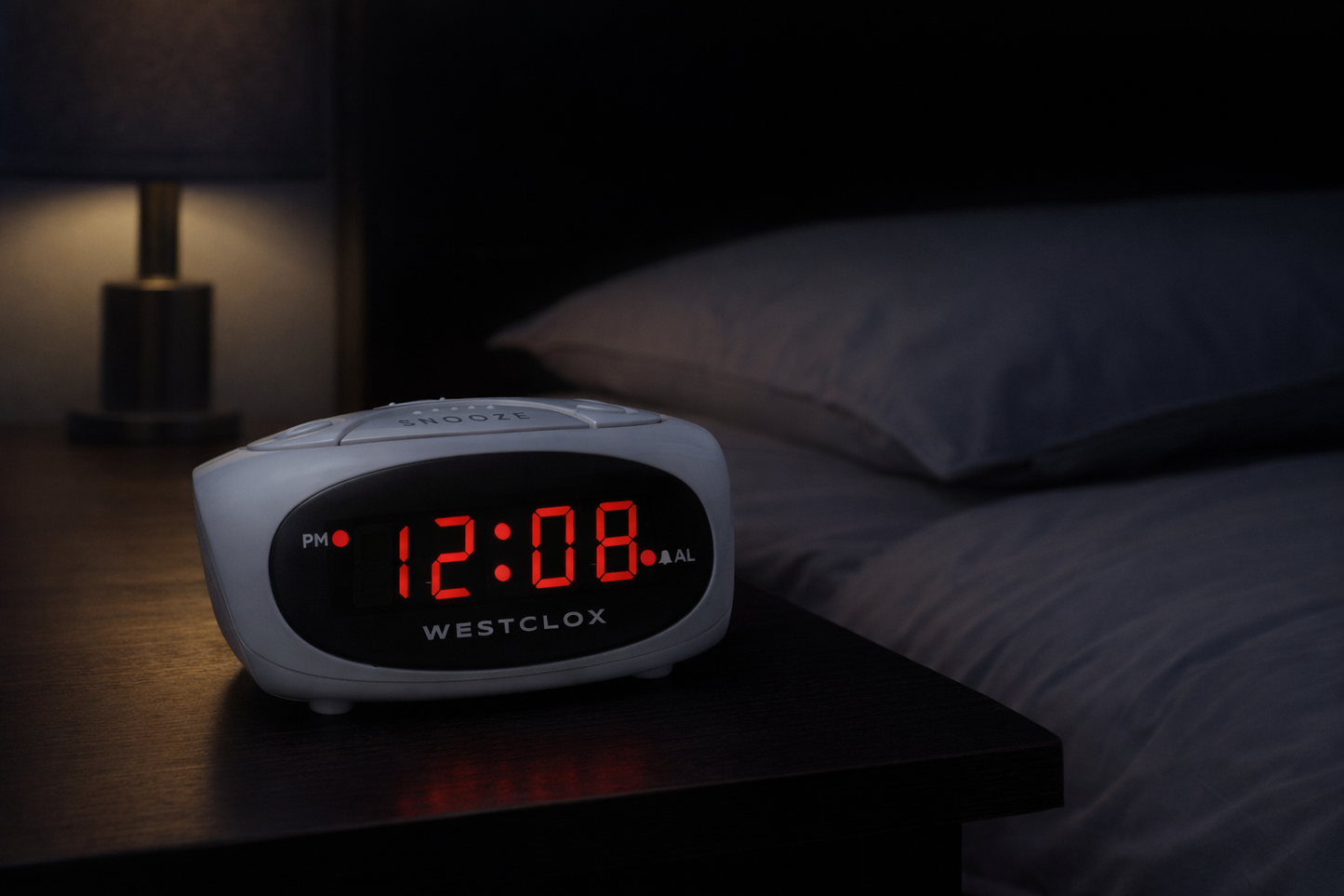 Westclox White Digital LED Alarm Clock – Red LED Display & Snooze