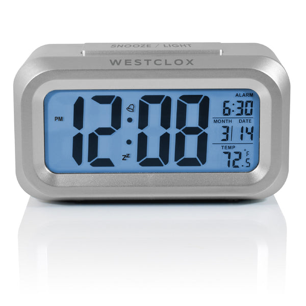  CLOCK デジタル表示　シルバー Westclox Silver LCD Alarm Clock, 1.4