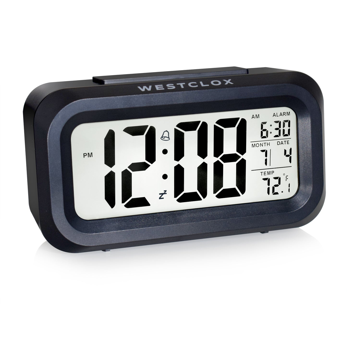 Westclox Black Digital LCD Alarm Clock – Large Display with Date & Temperature