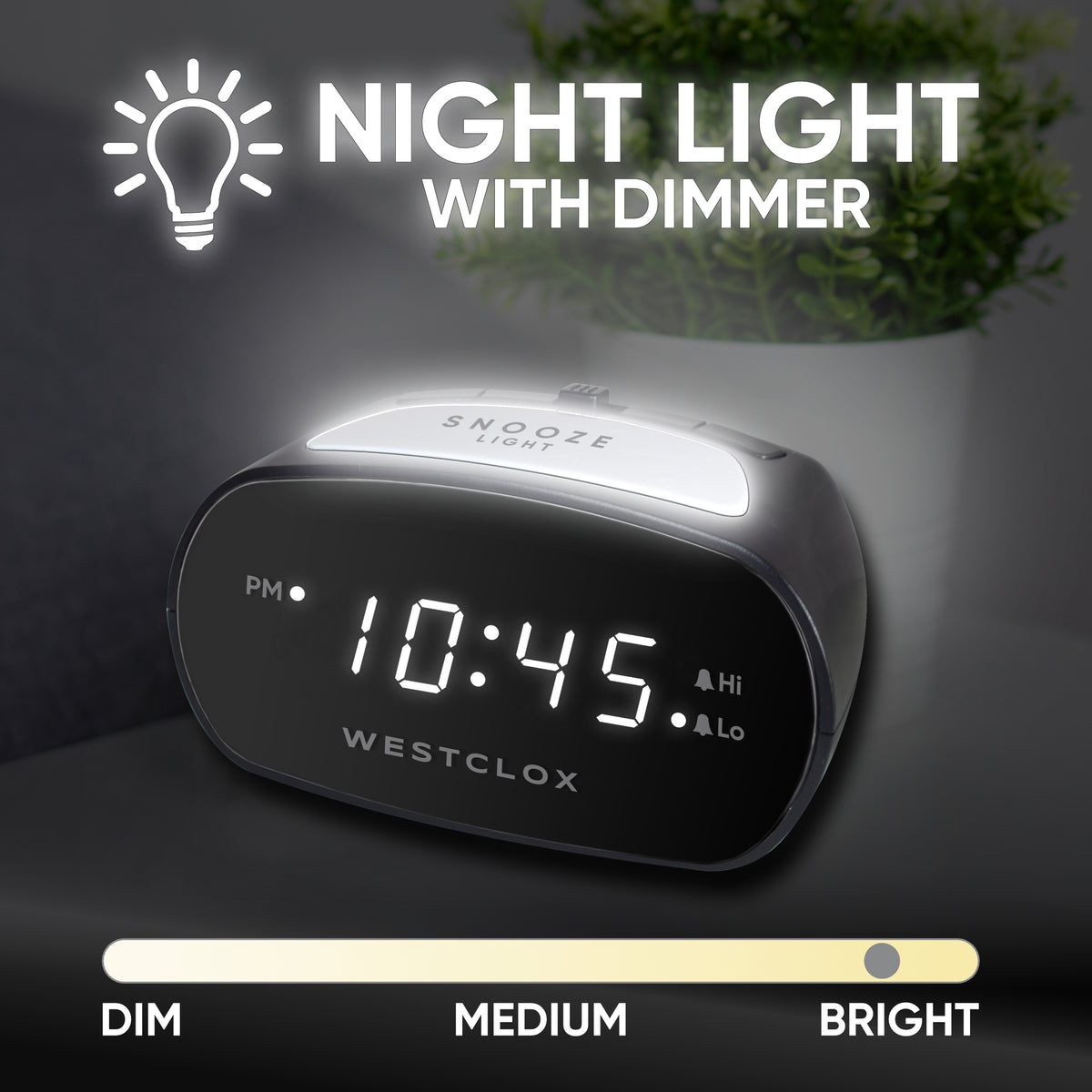 Westclox Night Light Alarm Clock – Adjustable Brightness Digital Alarm Clock
