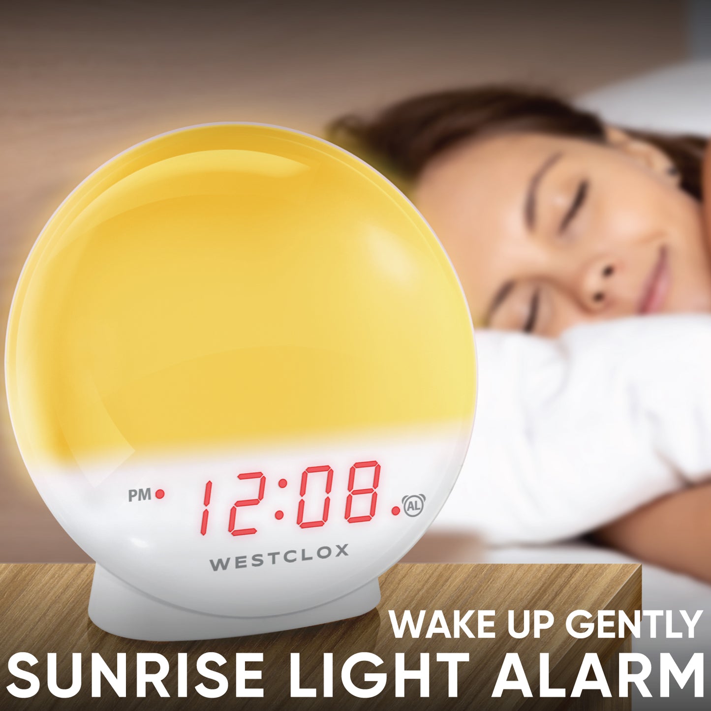 Westclox Sunrise LED Alarm Clock, Sunrise Alarm, Adjustable Brightness, Night Light, Sunset Simulator