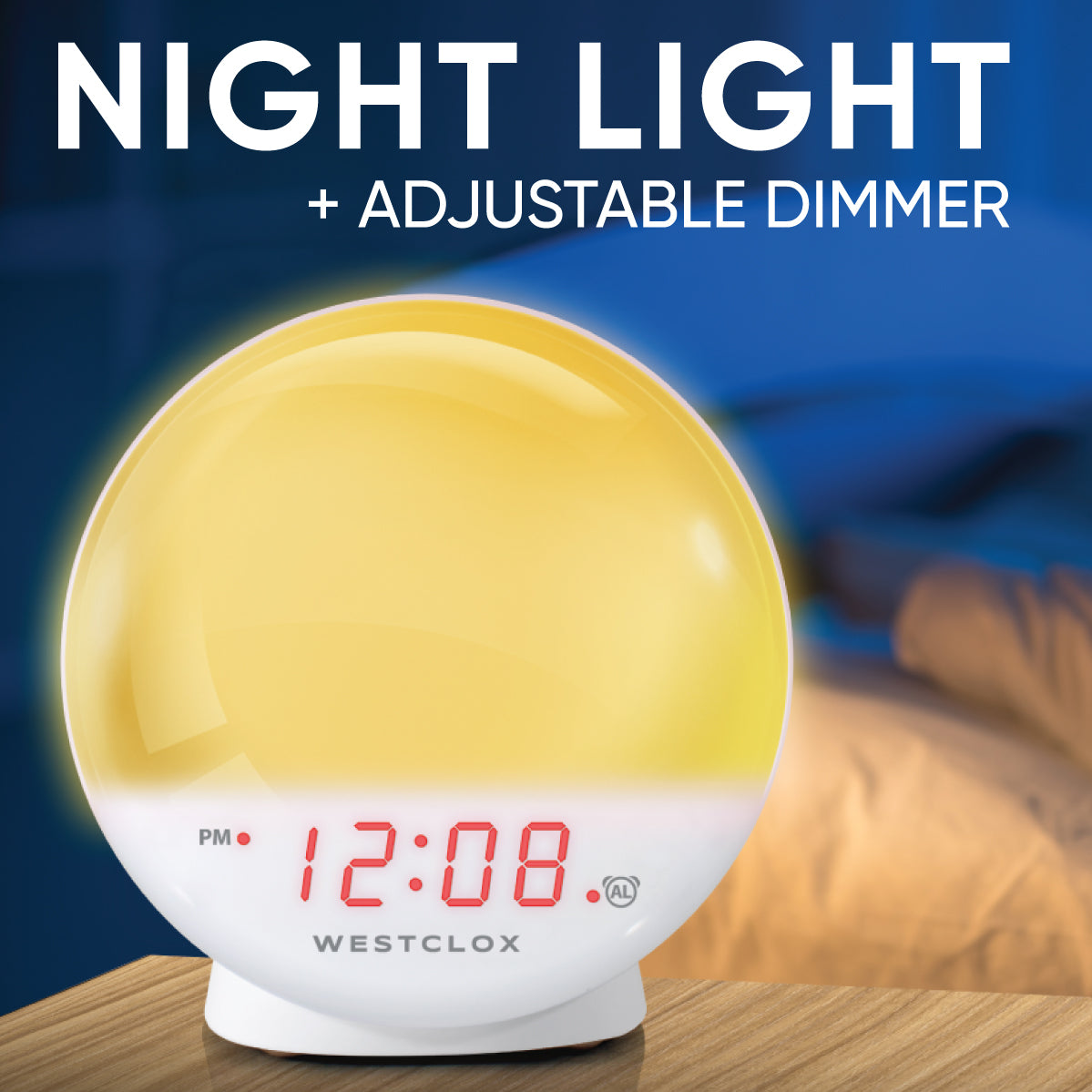 Westclox Sunrise LED Alarm Clock, Sunrise Alarm, Adjustable Brightness, Night Light, Sunset Simulator