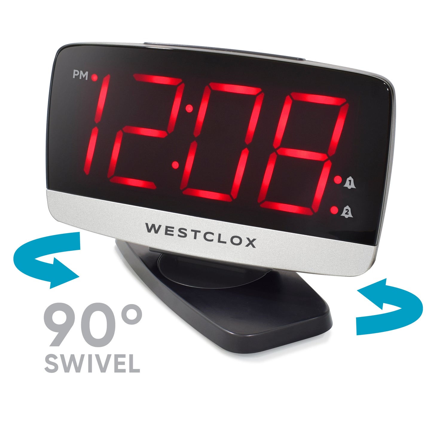 Westclox 1.8" Tilt & Swivel LED Alarm Clock with USB Charging