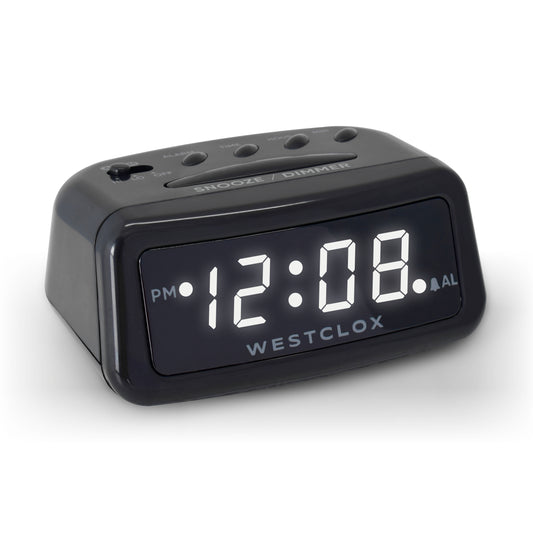 Westclox USB-C LED Alarm Clock – White Display with Charging Port