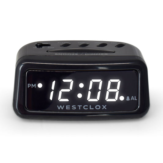 Westclox USB-C LED Alarm Clock – White Display with Charging Port