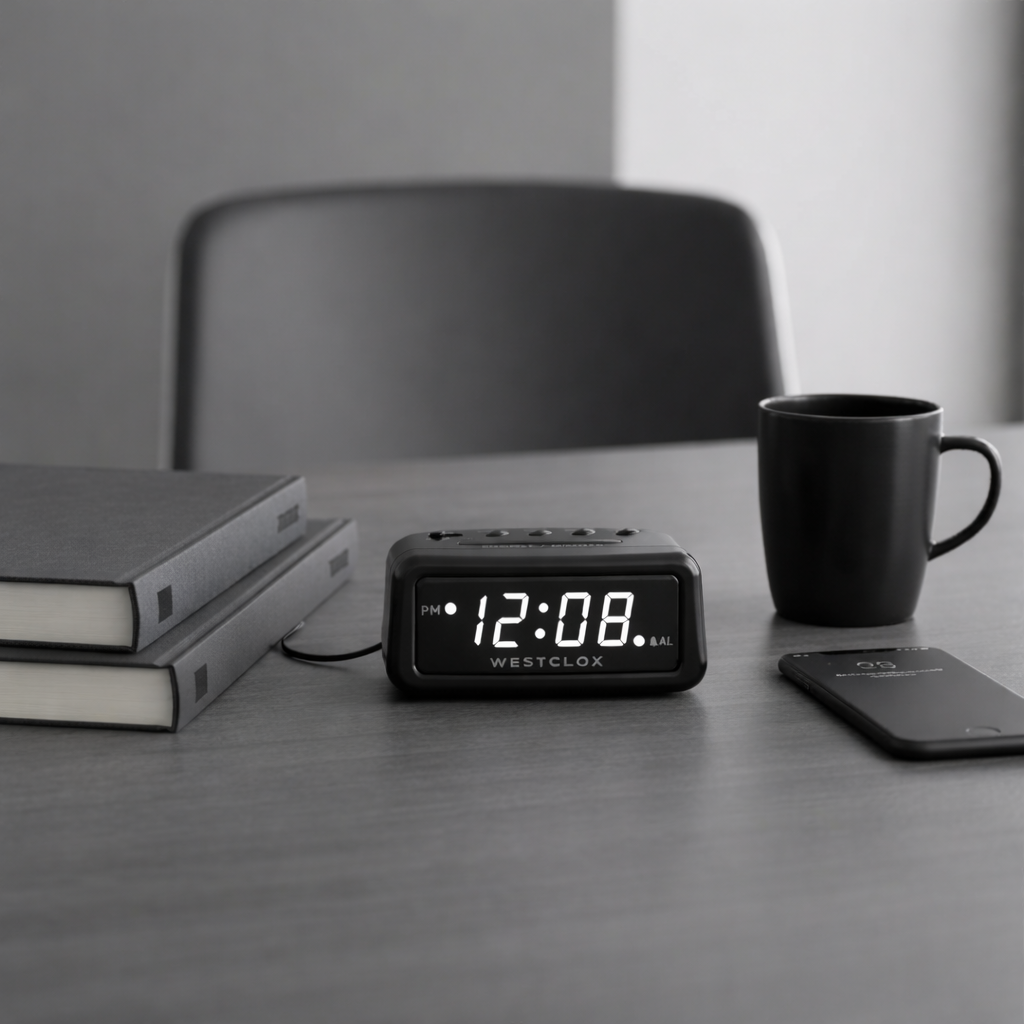 Westclox USB-C LED Alarm Clock – White Display with Charging Port