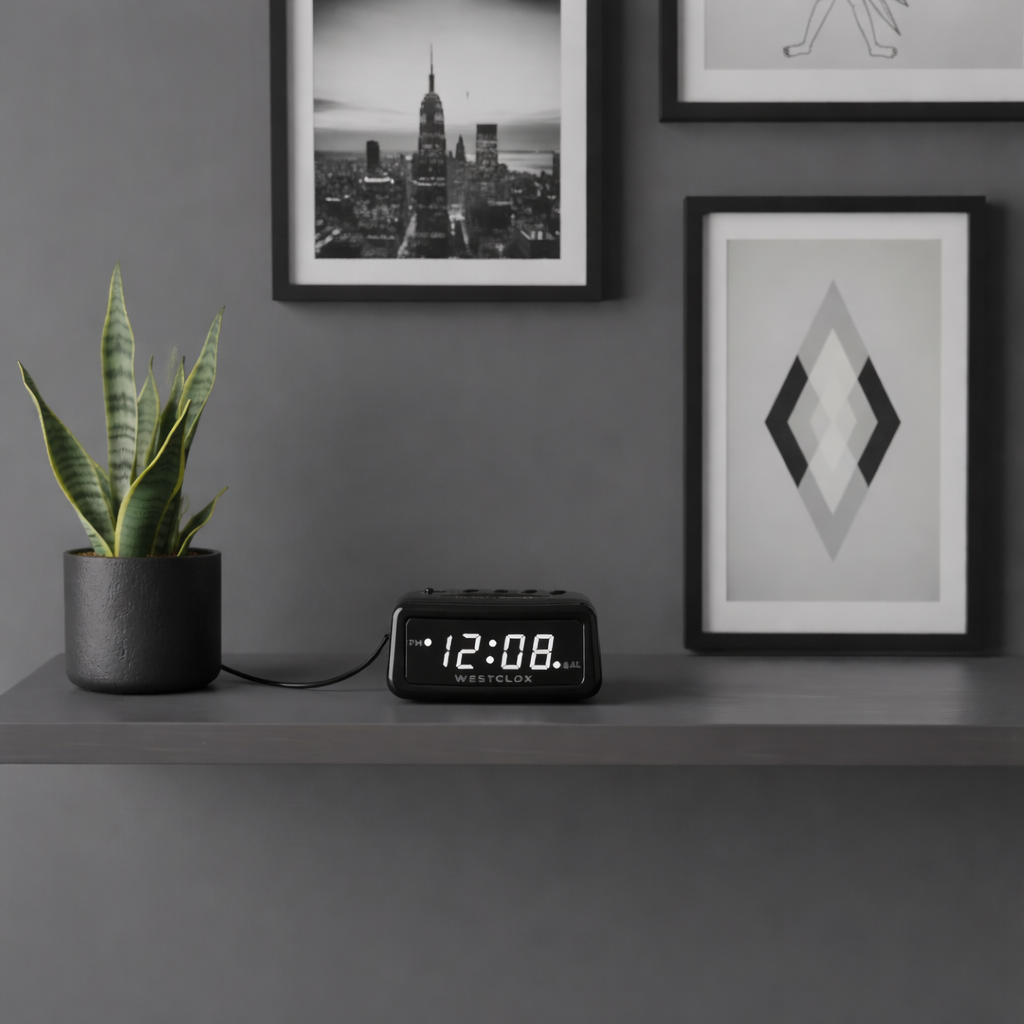 Westclox USB-C LED Alarm Clock – White Display with Charging Port