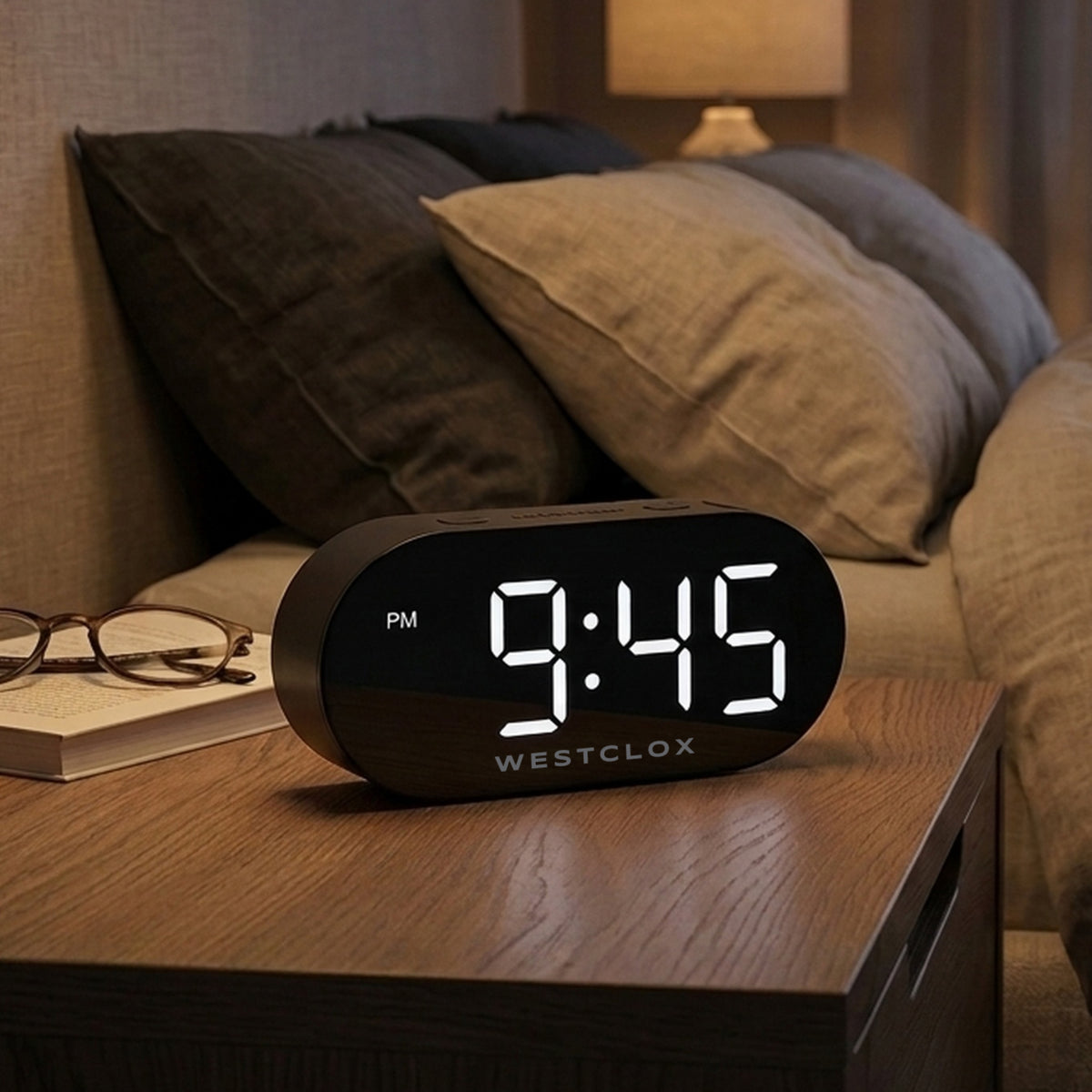 Westclox Battery or Electric Digital Alarm Clock – Green LED Display with Adjustable Brightness
