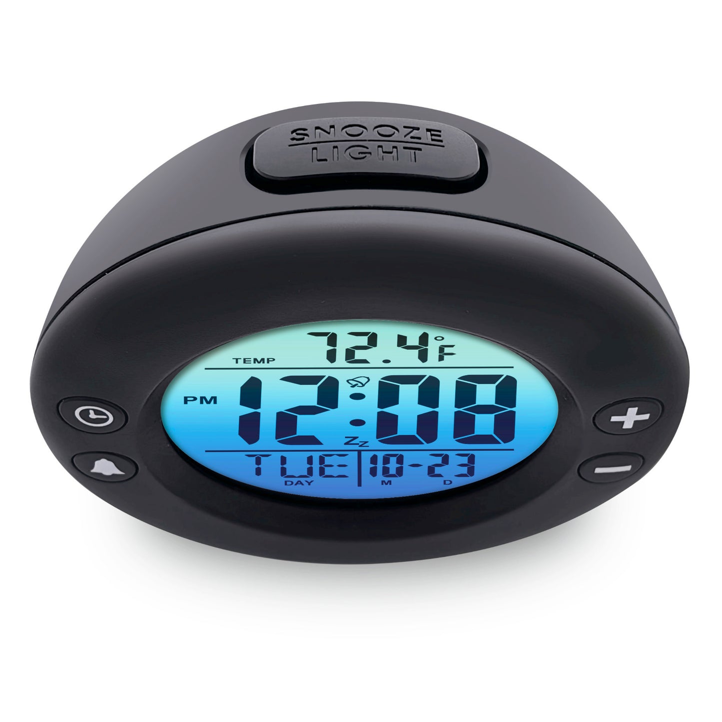 Westclox Round Black LCD Alarm Clock – Color Fade Backlight Display