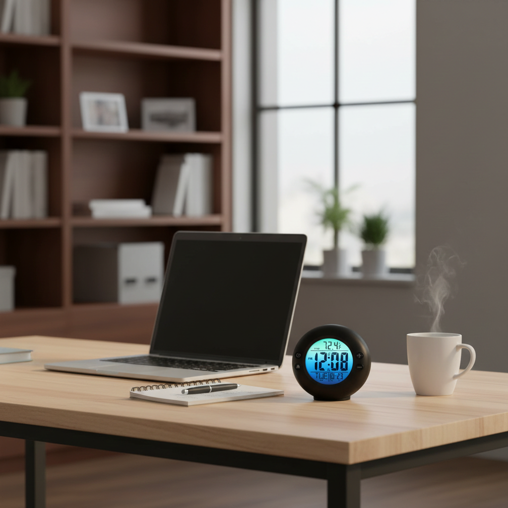 Westclox Round Black LCD Alarm Clock – Color Fade Backlight Display