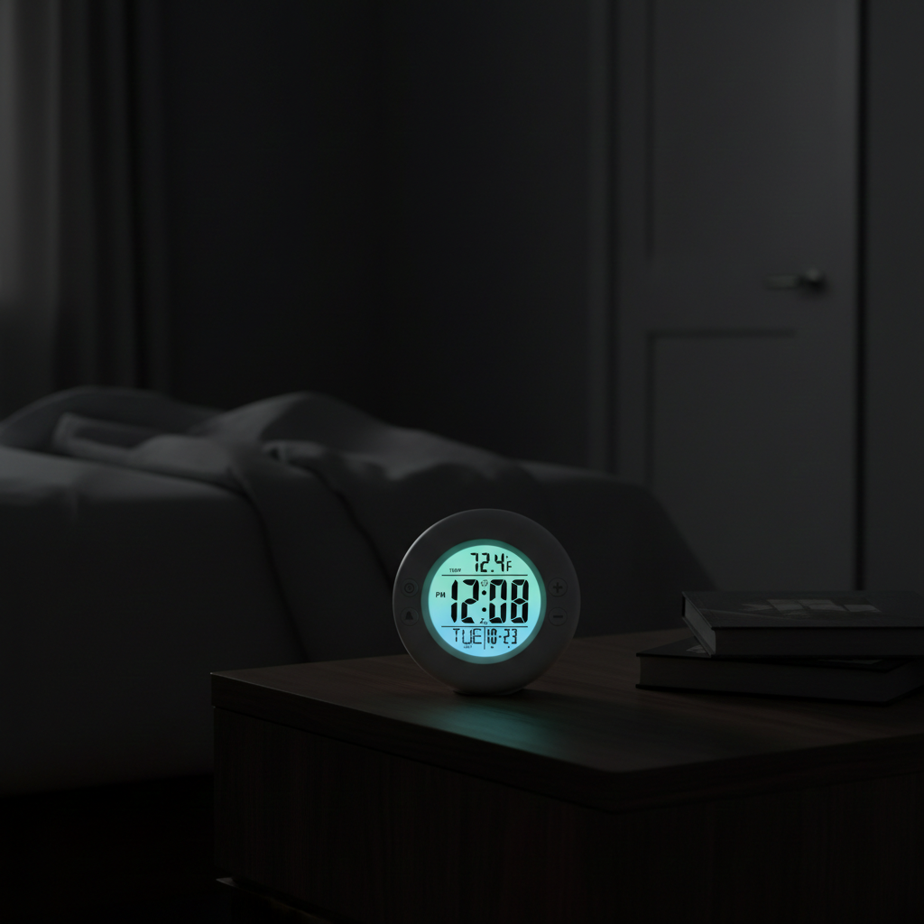 Westclox Round LCD Alarm Clock – Color Fade Backlight Display