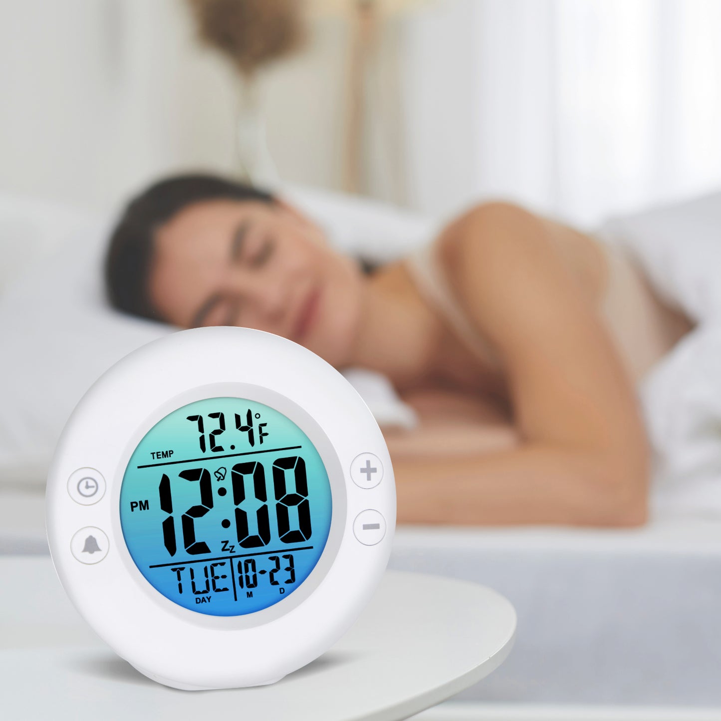 Westclox Round LCD Alarm Clock – Color Fade Backlight Display