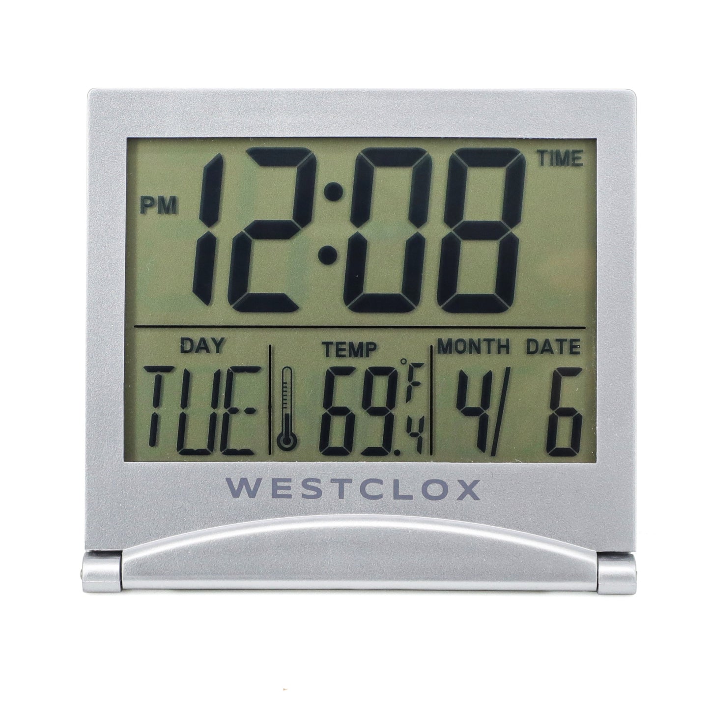 Westclox Large Silver Travel LCD Alarm Clock – Folding Cover Design