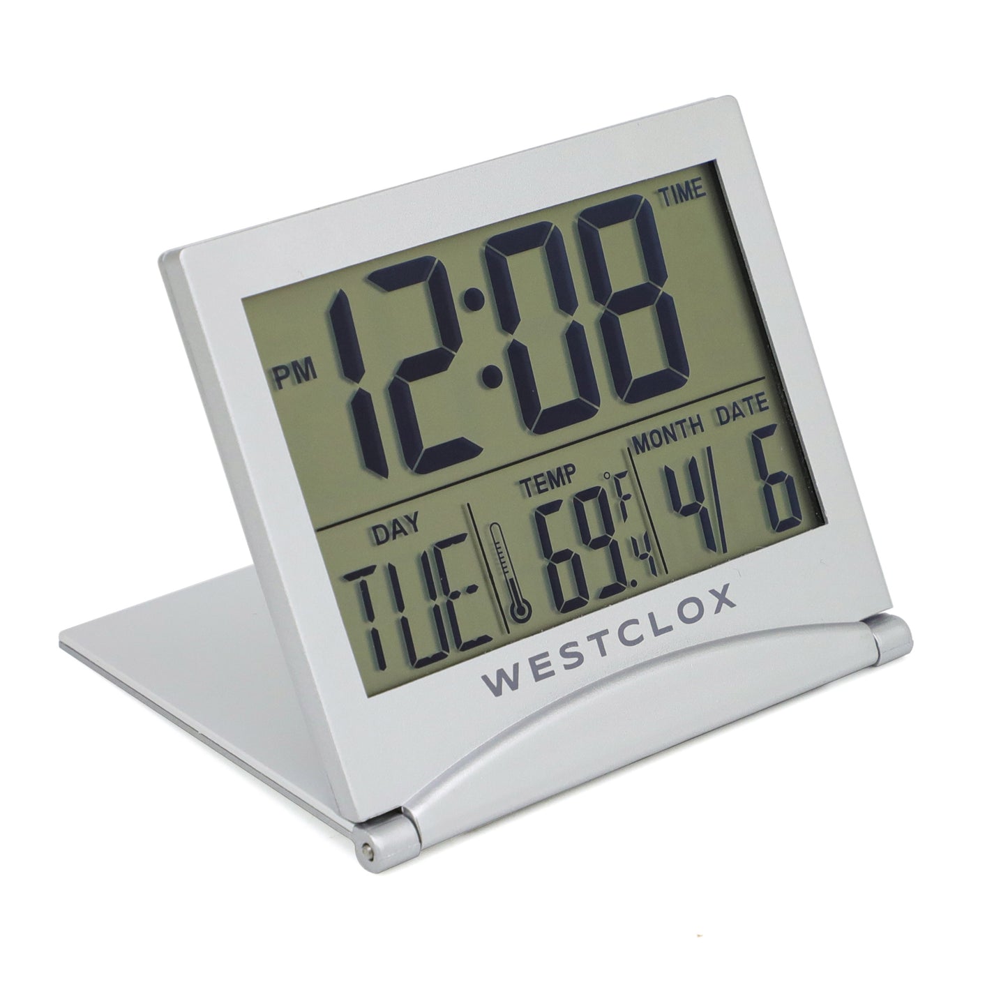 Westclox Large Silver Travel LCD Alarm Clock – Folding Cover Design