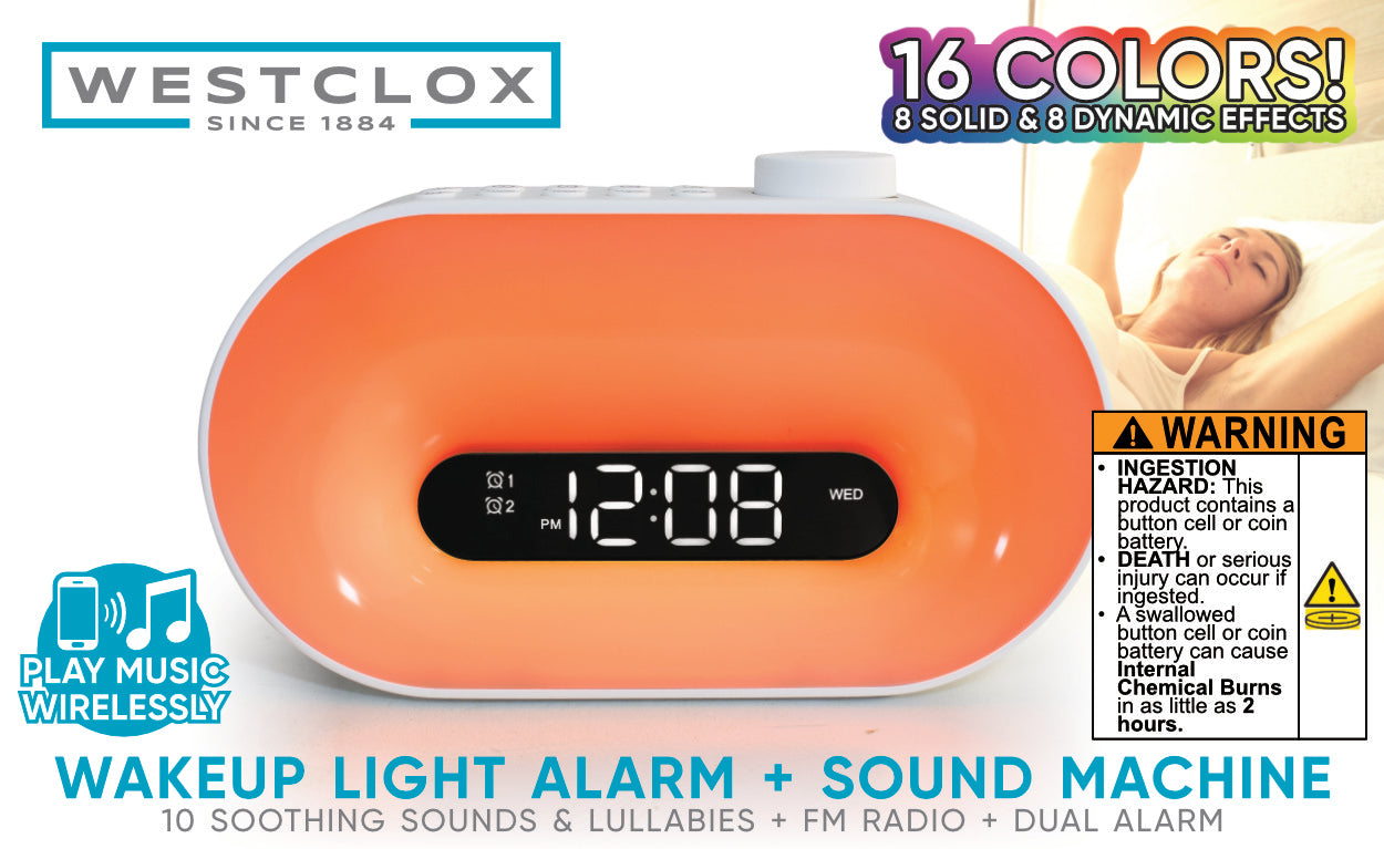 Westclox Sunrise Wake Up Light Alarm Clock with Mood Light and Nature Sounds