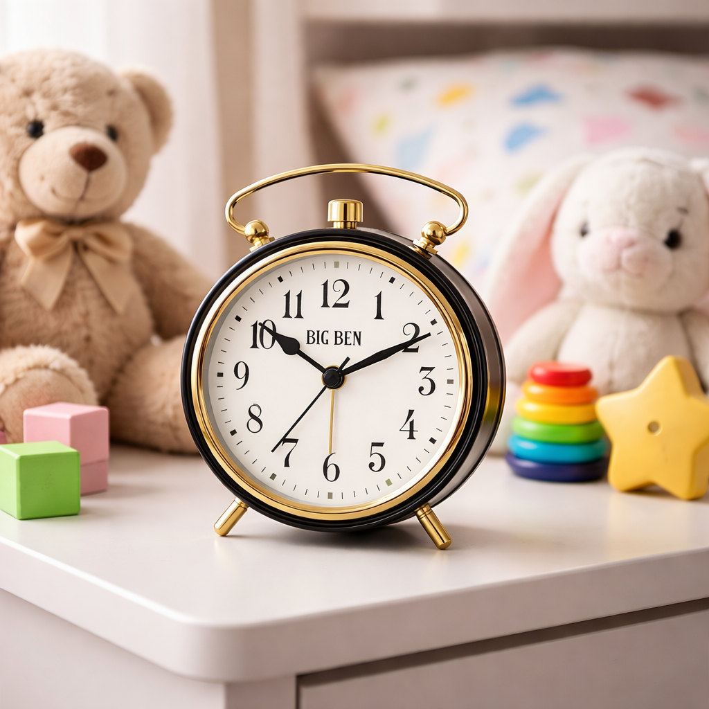 Big Ben Black & Gold Classic Alarm Clock – Quiet No-Tick Metal Design