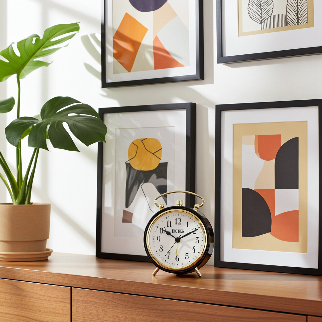 Big Ben Black & Gold Classic Alarm Clock – Quiet No-Tick Metal Design