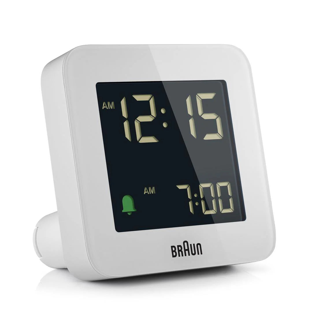 Braun BC09 Digital Alarm Clock – Reverse LCD & Crescendo Alarm (White)