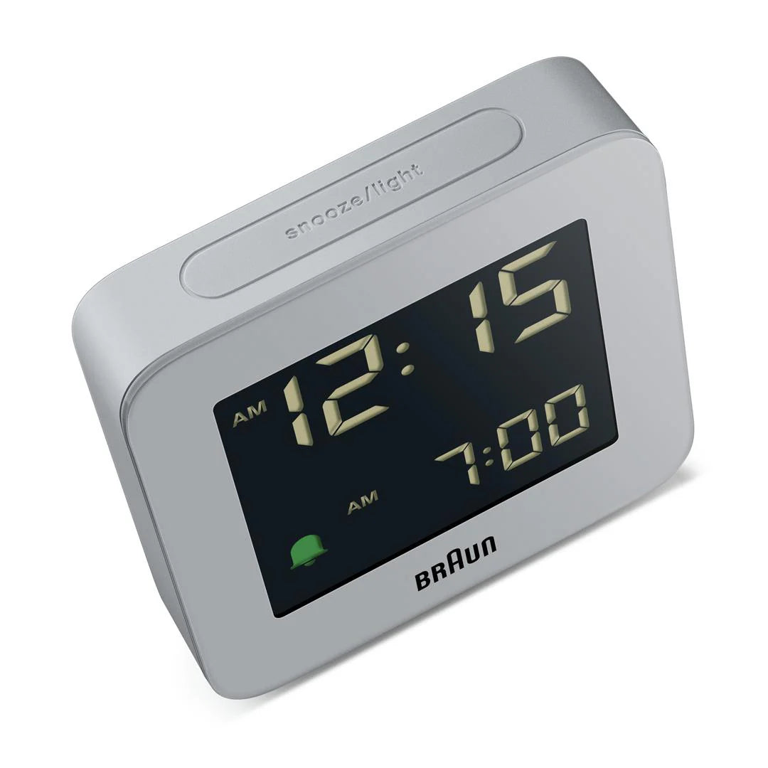 Braun BC09 Digital Alarm Clock – Reverse LCD & Crescendo Alarm (Gray)