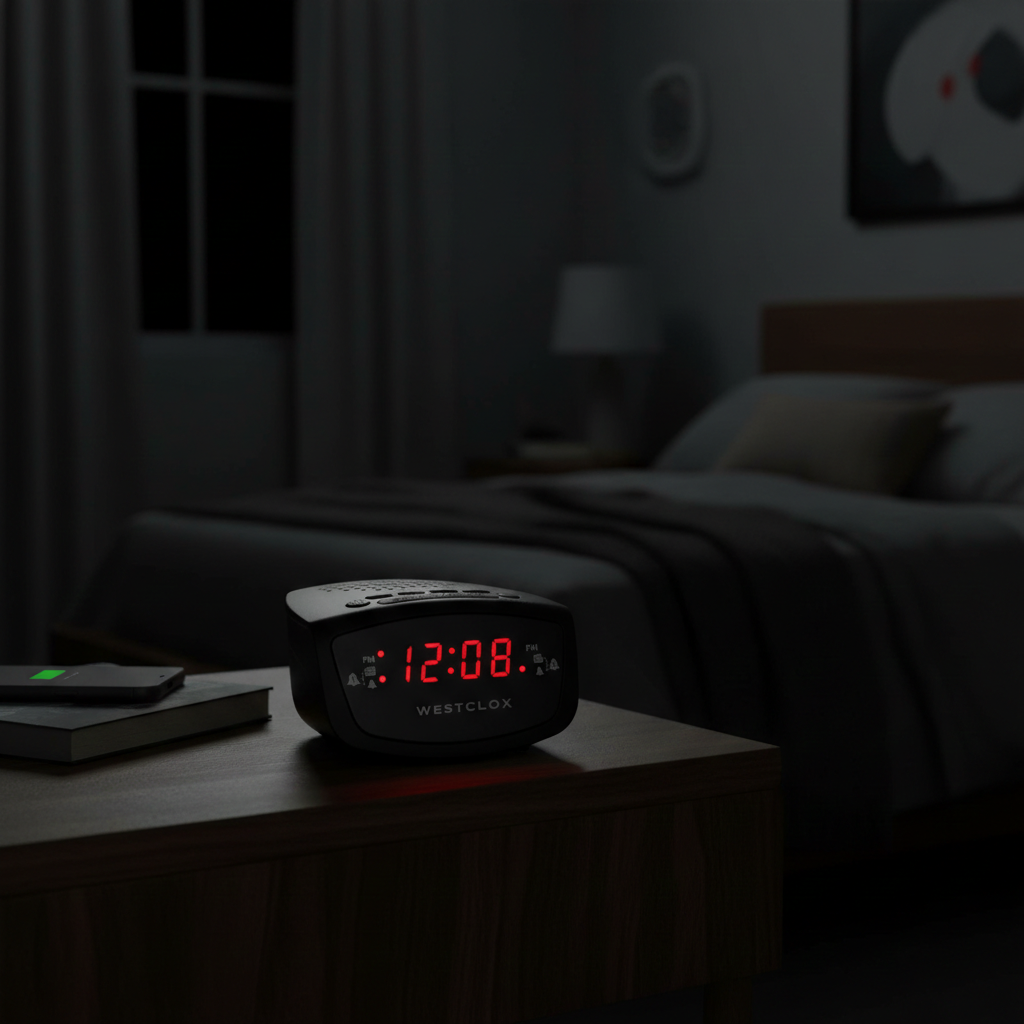 Westclox Classic FM Clock Radio, Dual Alarm, 0.6" Red LED, 20 Station Presets, Adjustable Brightness, Battery Backup