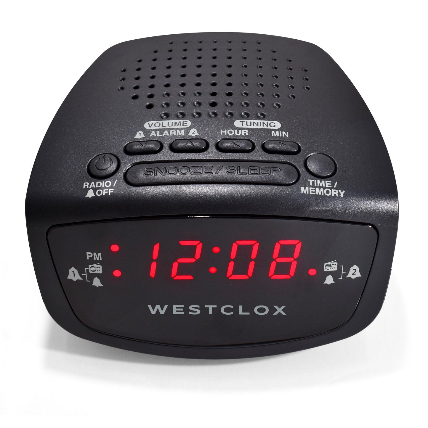 Westclox Classic FM Clock Radio, Dual Alarm, 0.6" Red LED, 20 Station Presets, Adjustable Brightness, Battery Backup