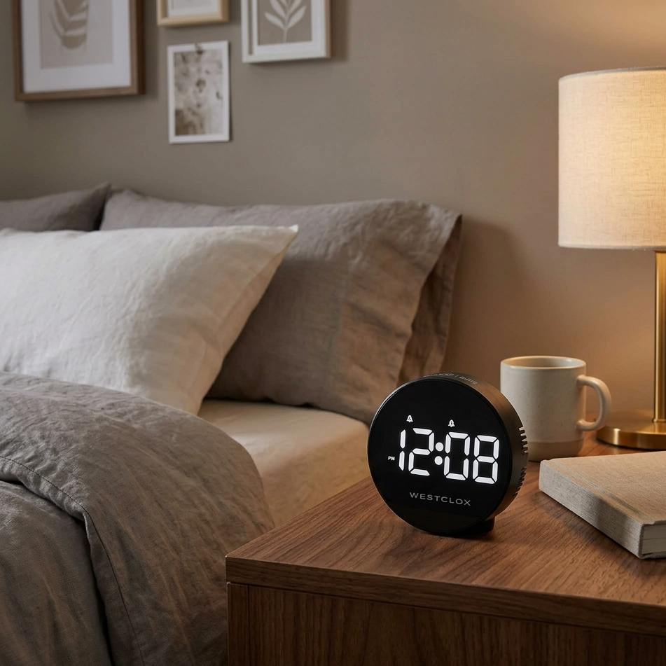 Westclox FM Digital Clock Radio with Automatic Time Setting – Dual Alarm Clock Radio with USB Charging