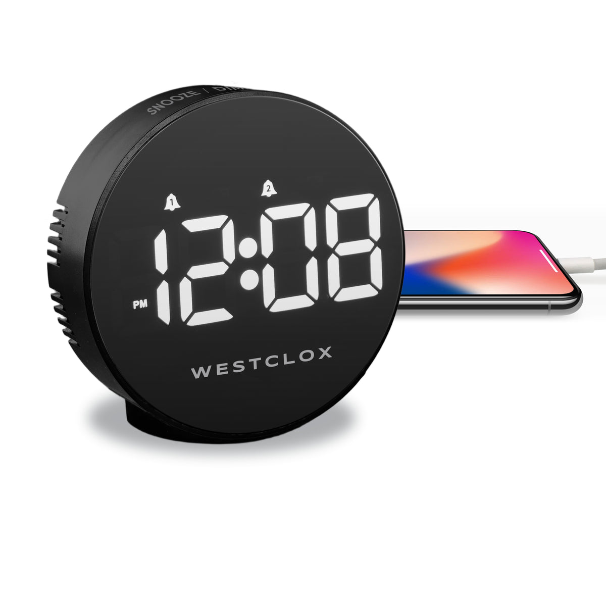 Westclox FM Digital Clock Radio with Automatic Time Setting – Dual Alarm Clock Radio with USB Charging