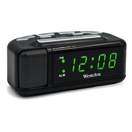 Westclox Super Loud Green LED Alarm Clock – Adjustable Soft or Loud Volume