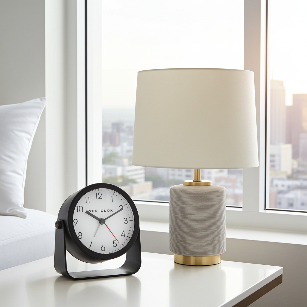 Westclox Compact Analog Alarm Clock, 4.1 Inch Black Bedside Clock with Snooze and Adjustable Tilt