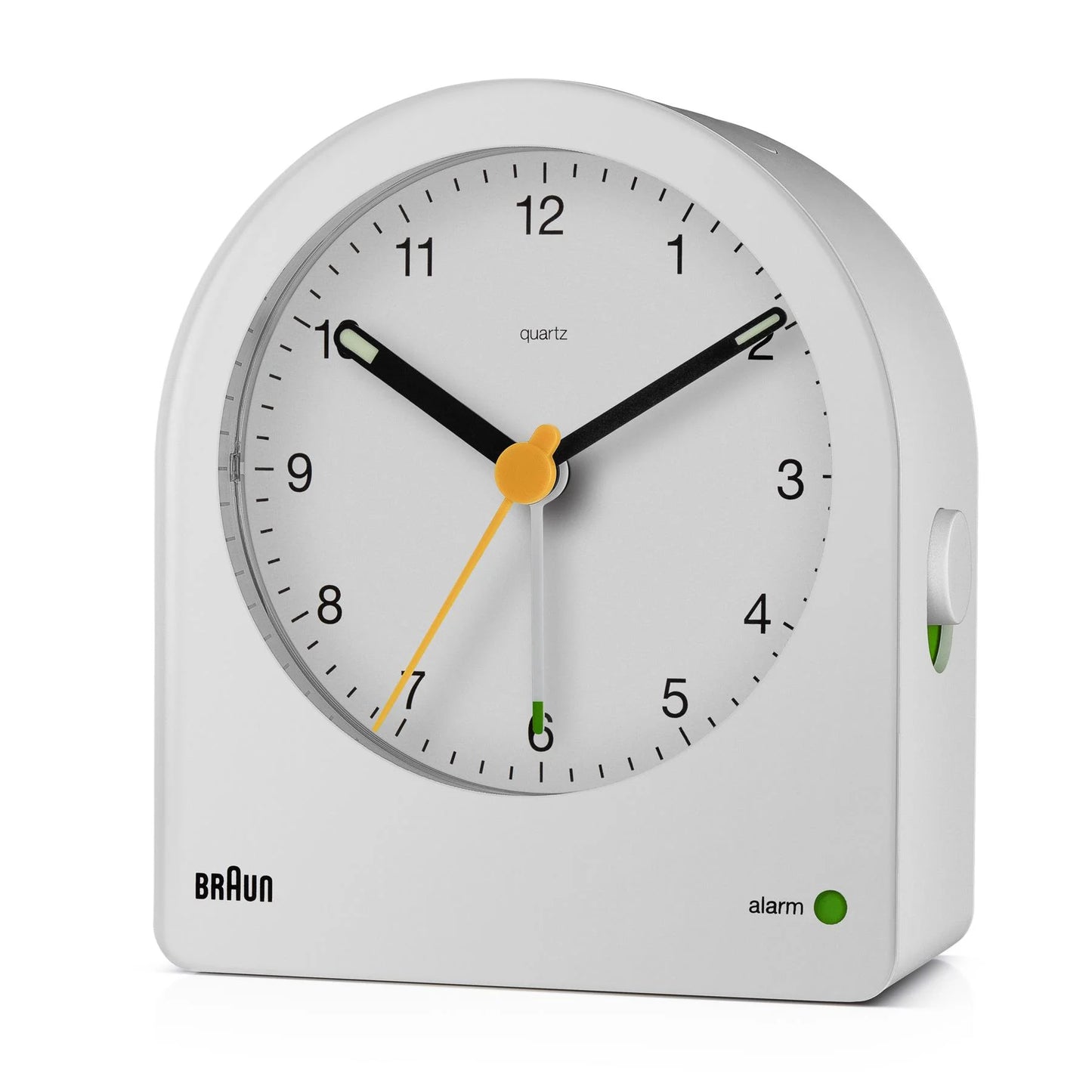 Braun BC22 Analogue Alarm Clock – Continuous Backlight & Quiet Quartz (White)