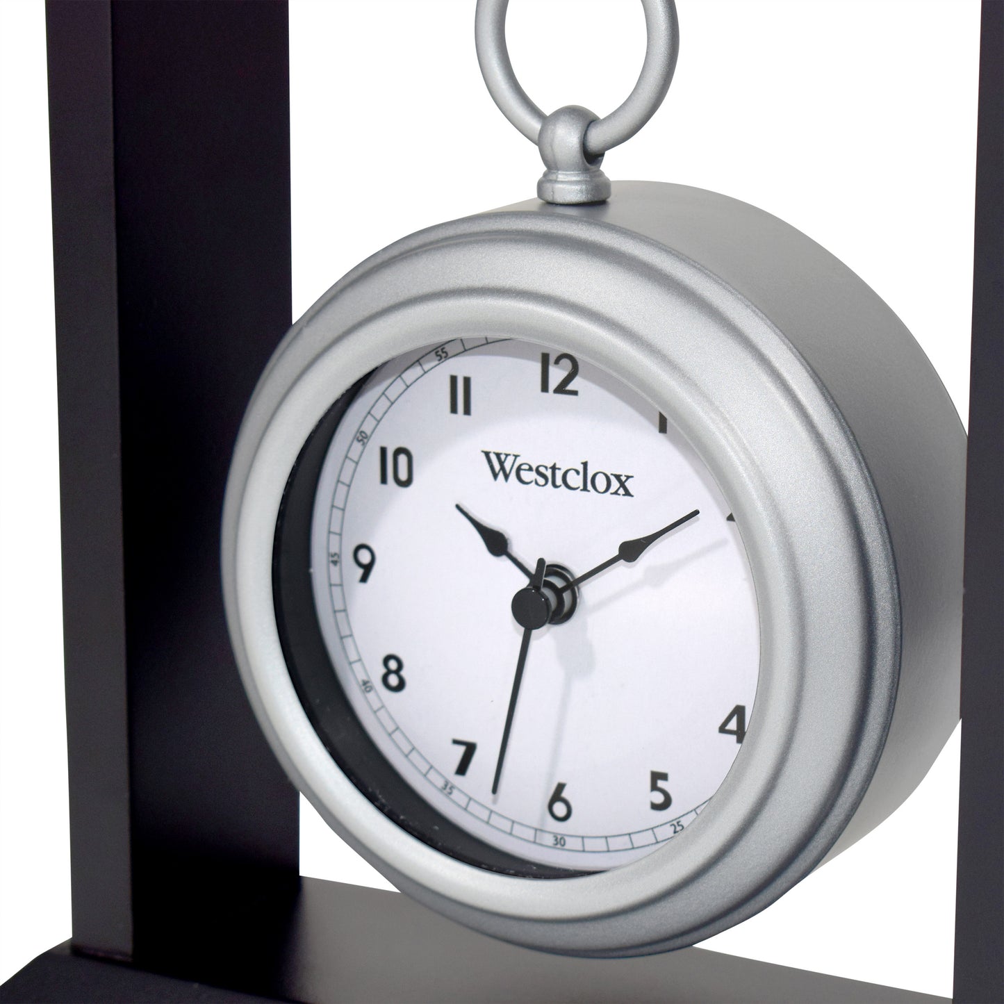 Westclox Pocket Watch Style Table Clock – Black & Silver Decorative Desk Clock