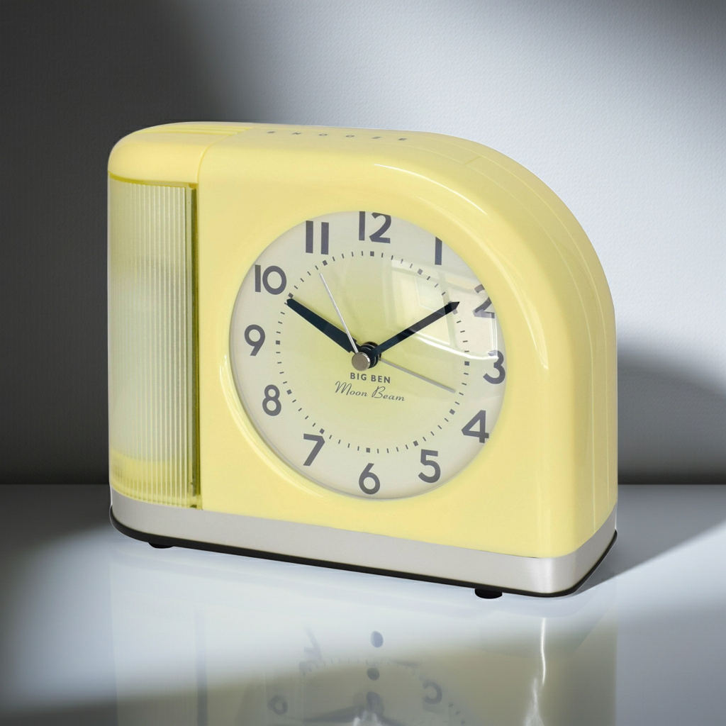 Westclox Moonbeam Yellow Retro Alarm Clock with USB Charging
