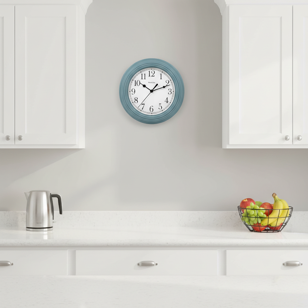 Westclox 9" Basic Wall Clock, Large Dial, Sea Foam Frame, Metal Hands, Glass Lens