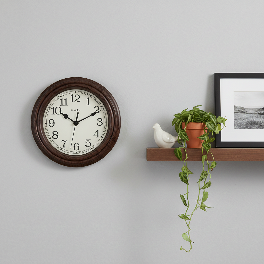 Westclox 10" Traditional Woodgrain Wall Clock – Classic Wood Look