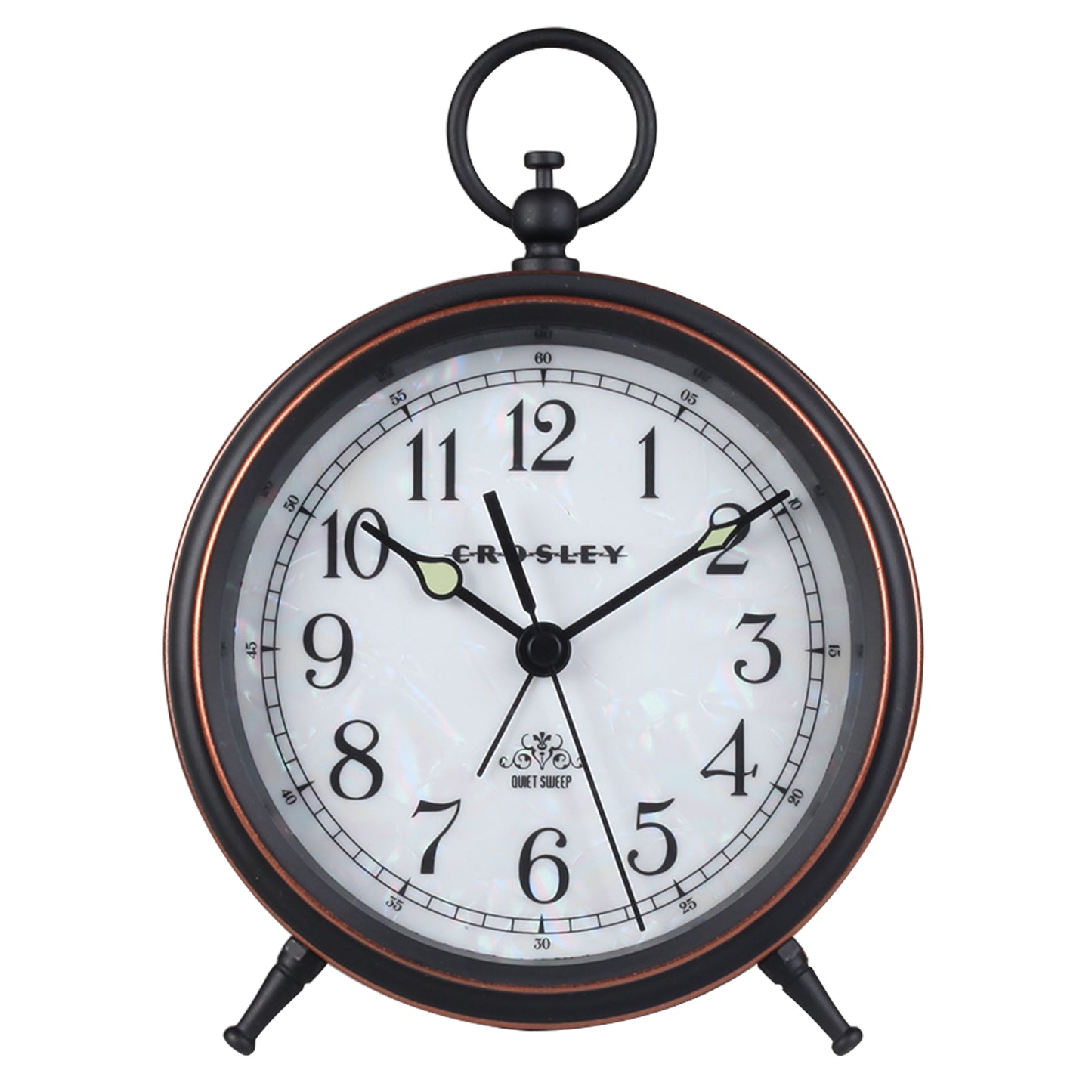 Crosley Vintage Metal Pocket Watch Alarm Clock – Quiet No-Ticking Design