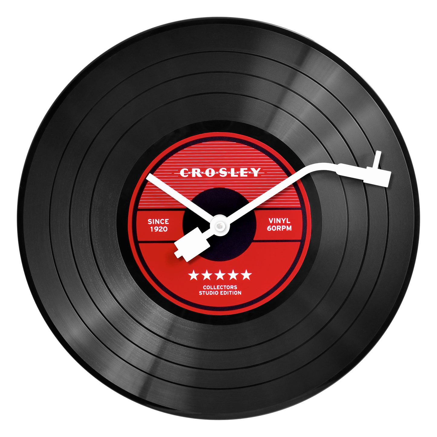 Crosley 12" Record Wall Clock – Red Label Vinyl Style Design