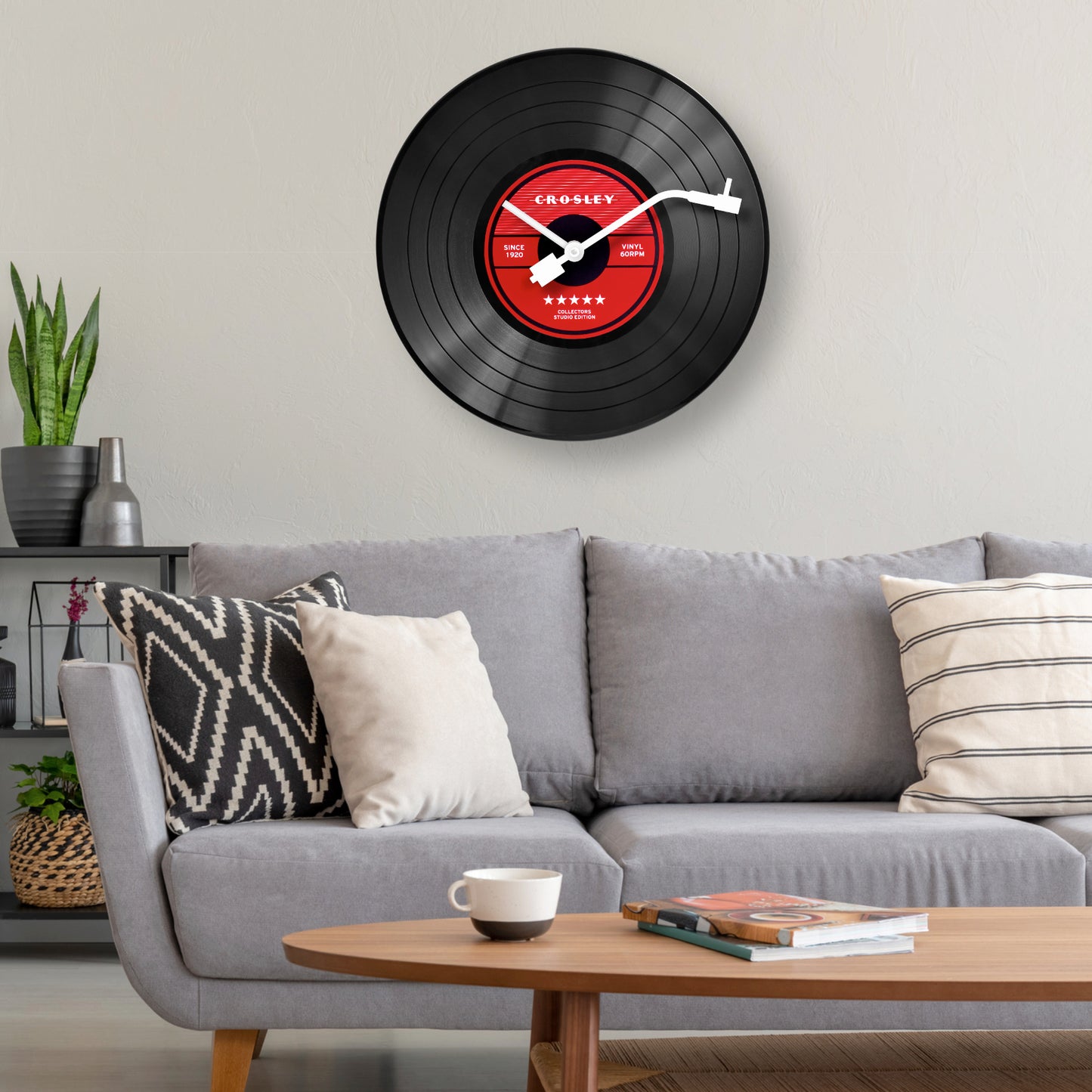 Crosley 12" Record Wall Clock – Red Label Vinyl Style Design