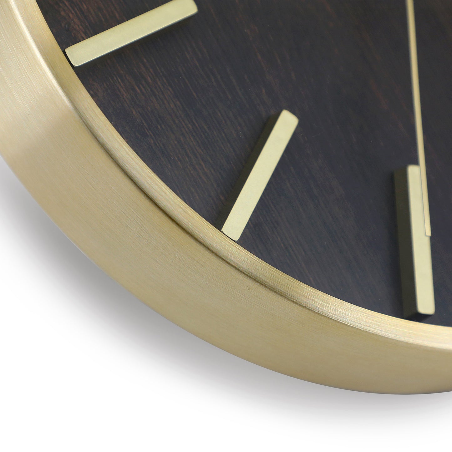 Crosley 10" Wall Clock, Dark Walnut Woodgrain Dial, Brushed Gold Metal Frame, Glass Lens