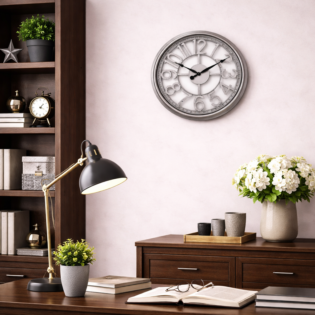 Westclox 18.5" Silver Open Dial Wall Clock – Brushed Metal Finish