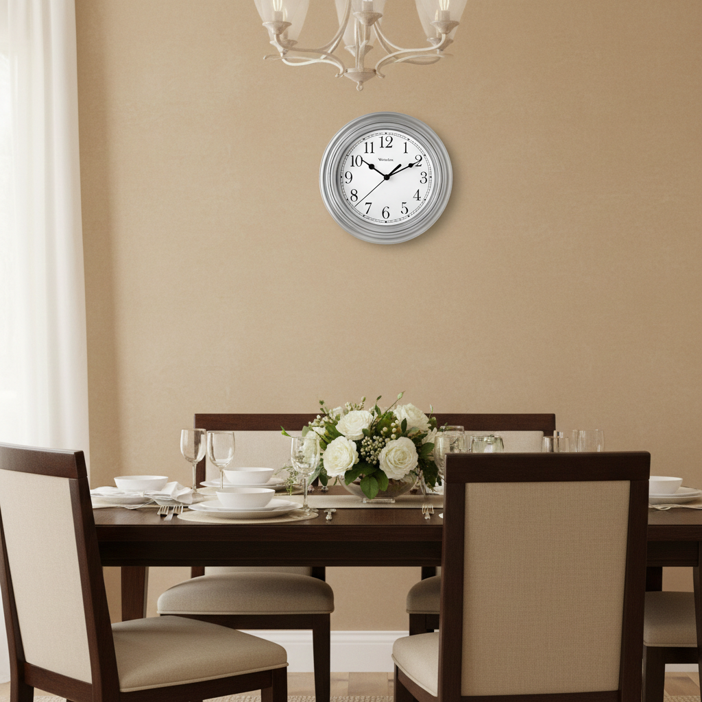 Westclox 9" Basic Wall Clock, Large Dial, Silver Bezel, Metal Hands, Glass Lens, Silver