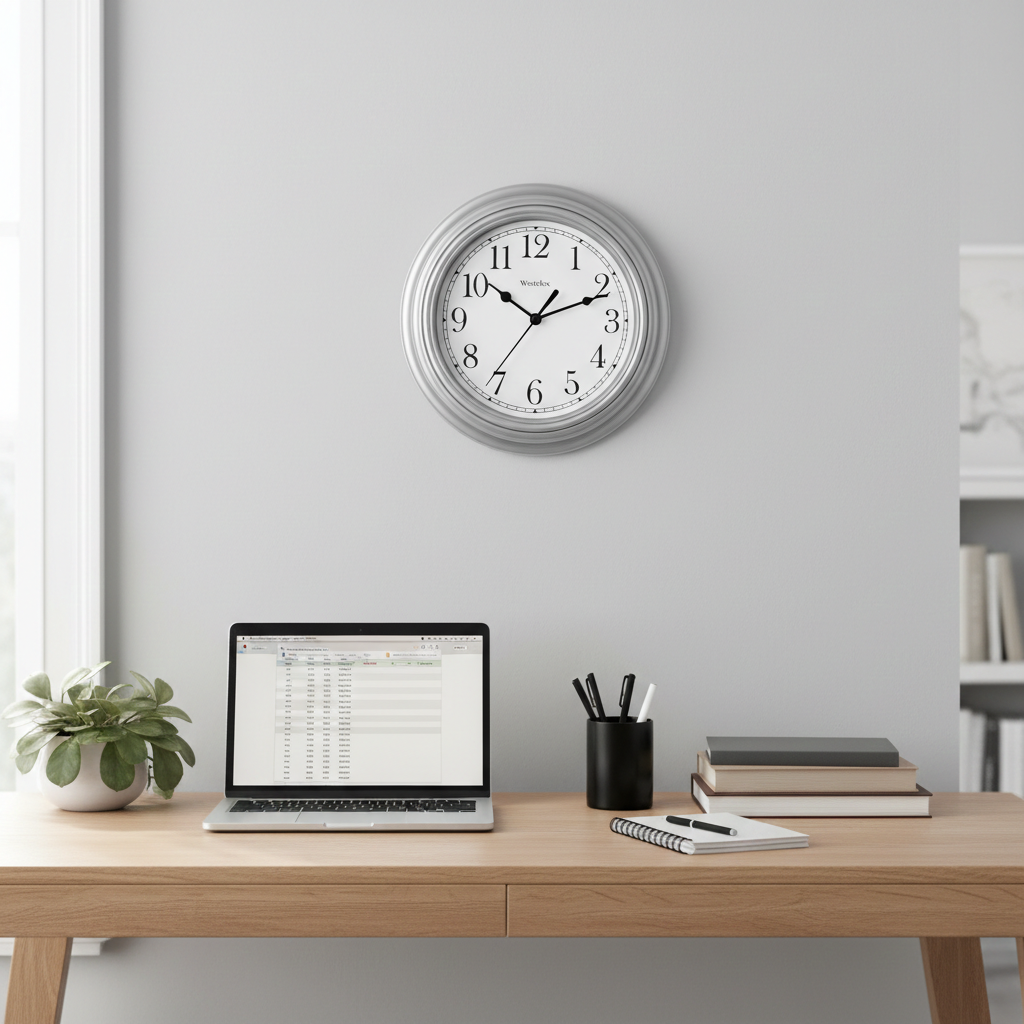 Westclox 9" Basic Wall Clock, Large Dial, Silver Bezel, Metal Hands, Glass Lens, Silver