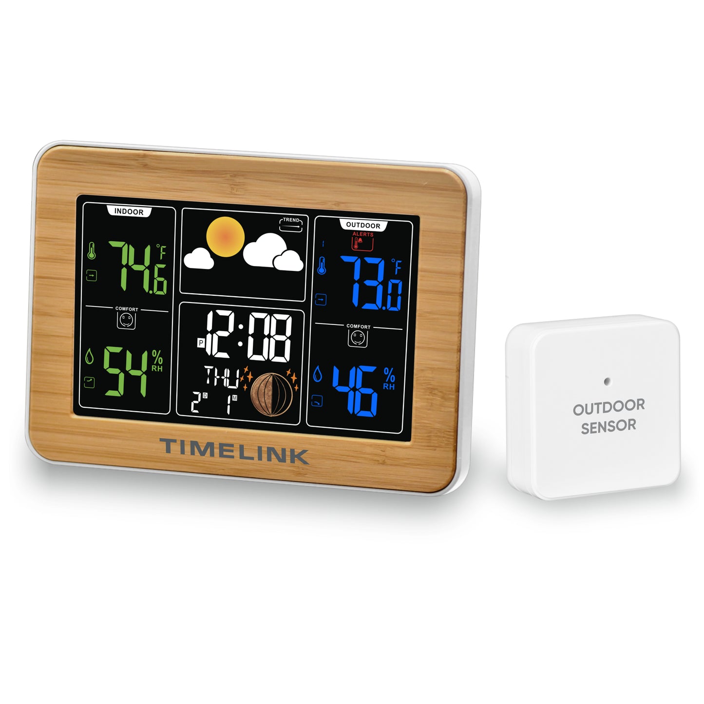 Timelink Bamboo Weather Station – Indoor Outdoor Forecast Display with Alarm