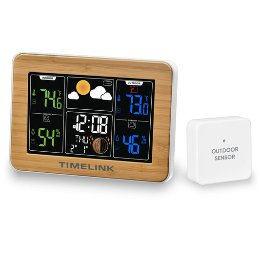 Timelink Bamboo Weather Station – Indoor Outdoor Forecast Display with Alarm