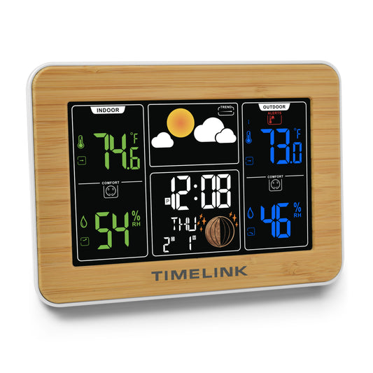 Timelink Bamboo Weather Station – Indoor Outdoor Forecast Display with Alarm